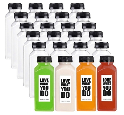 New Design Plastic Bottles 250ml 350ml 500ml Fruit Juice PET Bottles with Caps Disposable Plastic Bottles for Juice in Stock