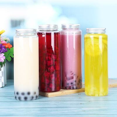 Square Round Bubble Tea Jugs With Screw-on Lid Plastic Material 0.5kg Capacity