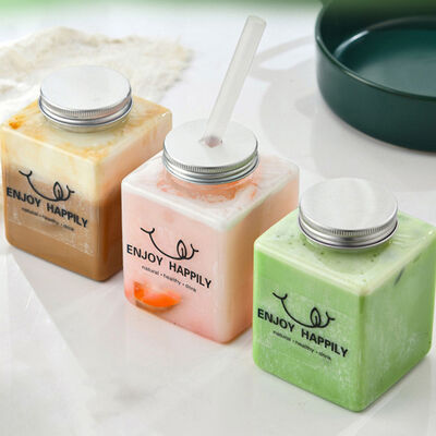 Modern Milk Tea Bottles Medium Capacity Screw on Lid Leak Proof Containers for Beverage Packaging and Storage Solutions