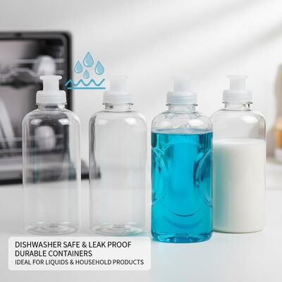 Dishwasher Safe Screw-on Plastic Bottles Durable Leak Proof Containers Ideal for Packaging Liquids and Household Products