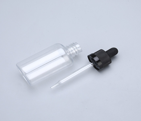 Transparent Black 1 Oz Plastic Dropper Bottles Customize Cap Type