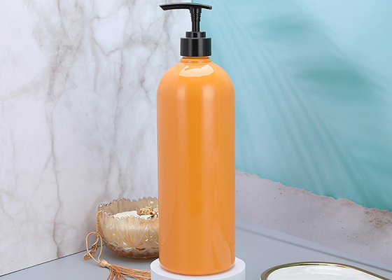 25mm Orange Shampoo Plastic Pump Dispenser Bottles 900ml