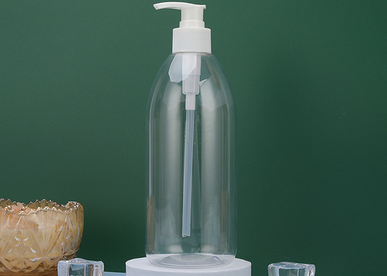 550ml Lock Down Pump PET Amber Plastic Shampoo Bottles 72*176mm