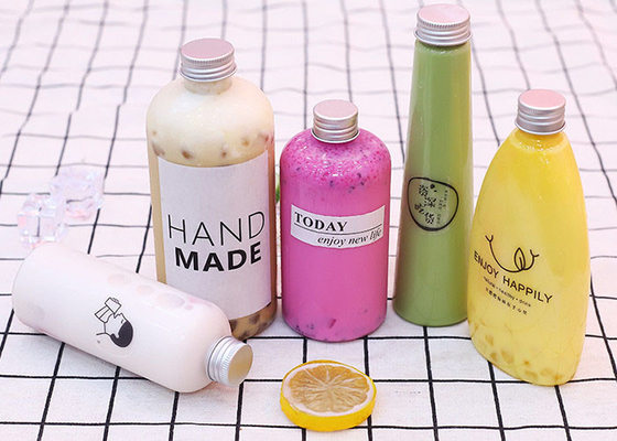 240ml Conical Clear Plastic Juice Containers Aluminum Cover