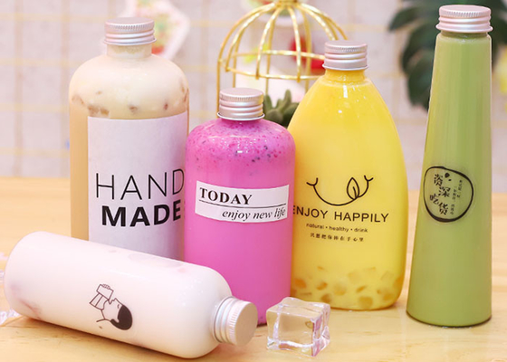 H 13.8cm Empty Juice Milk Tea Bottles With Aluminium Cap