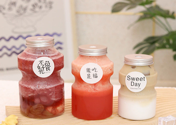 350ml PET Milk Tea Bottles Disposable Milk Containers With Aluminum Cap