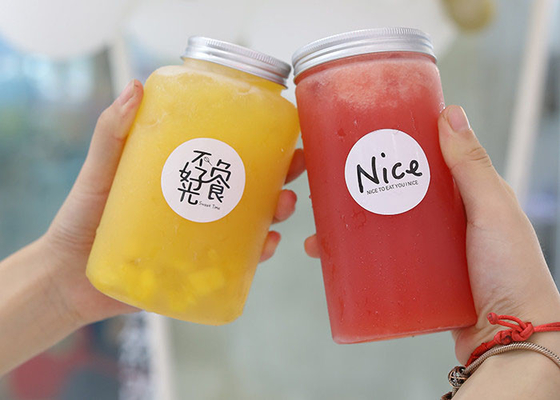 Plastic Reusable Juice Bottles For Milk Tea 350ML 500ML