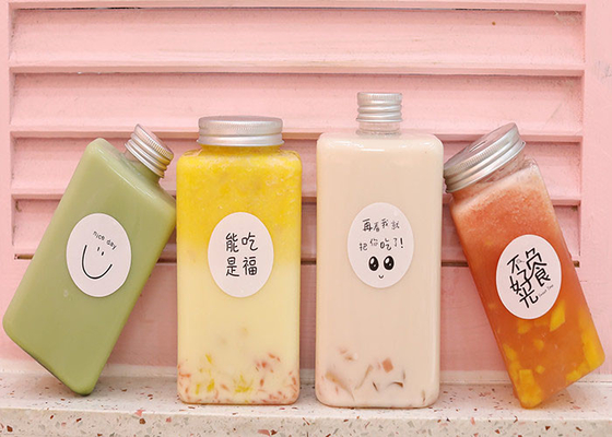 8oz Plastic Juice Milk Tea Bottles With Tamper Proof Lid