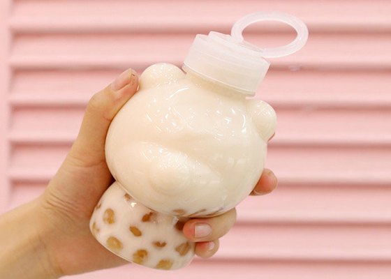 Pull Ring Cover Milk Tea Bottles 400ml Squeezable Juice Bottles