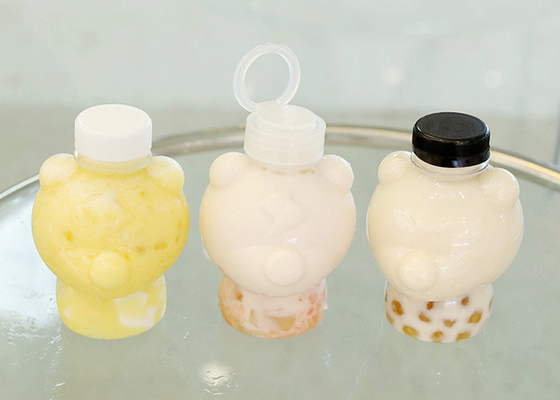 Pull Ring Cover Milk Tea Bottles 400ml Squeezable Juice Bottles