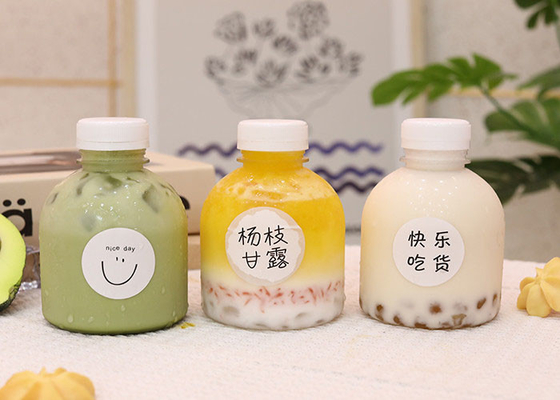 Juice bottle PET beverage transparent plastic empty package milk tea enzyme bottle with cover