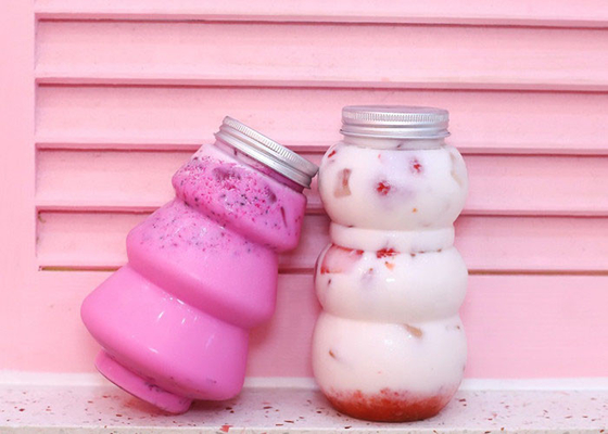 Juice bottle PET beverage transparent plastic empty package milk tea enzyme bottle with cover