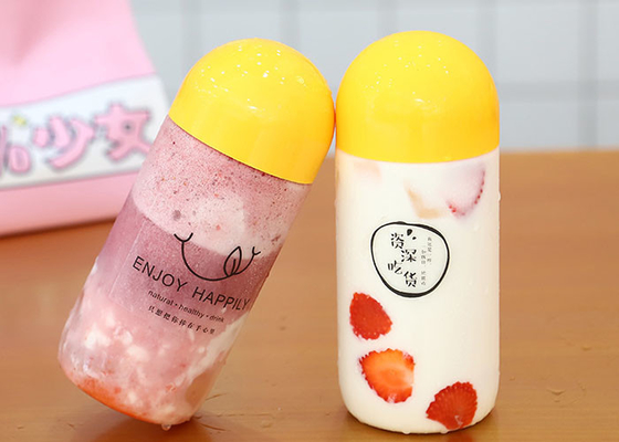 Juice bottle PET beverage transparent plastic empty package milk tea enzyme bottle with cover