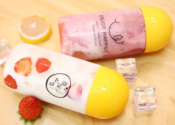 Juice bottle PET beverage transparent plastic empty package milk tea enzyme bottle with cover