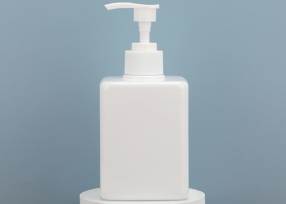 White Square Empty Plastic Bottles With Lockable Pumps 400ml