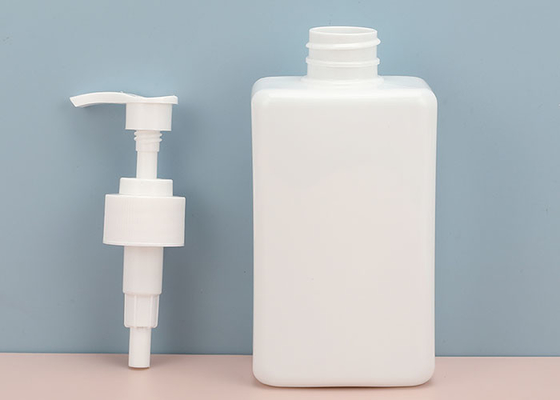 White Square Empty Plastic Bottles With Lockable Pumps 400ml
