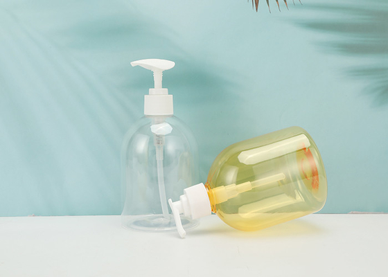 Clear Round Plastic 500ml Lotion Pump Bottle For Cosmetic Shampoo