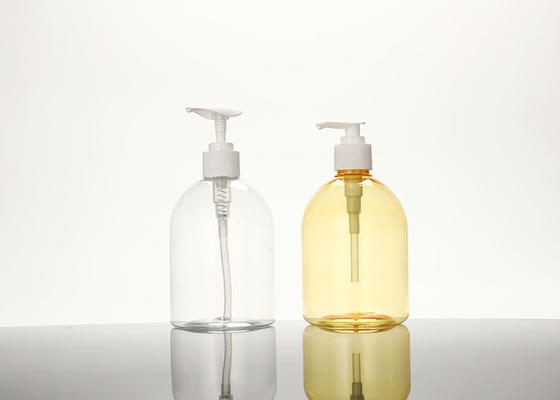 Clear Round Plastic 500ml Lotion Pump Bottle For Cosmetic Shampoo
