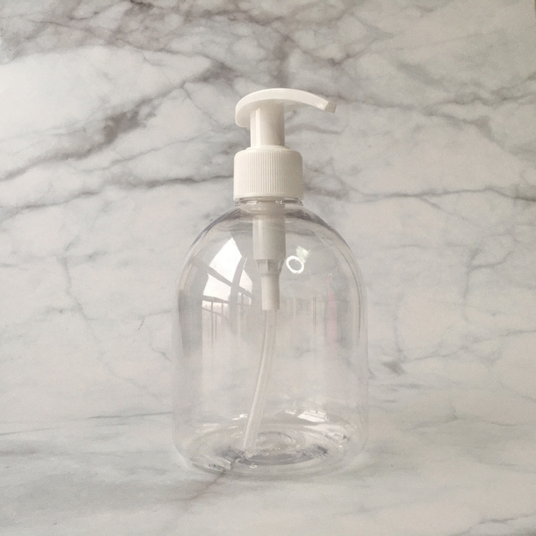 Refillable 16oz Empty Amber 500ml Plastic PET Lotion Bottle With Pump For Shampoo