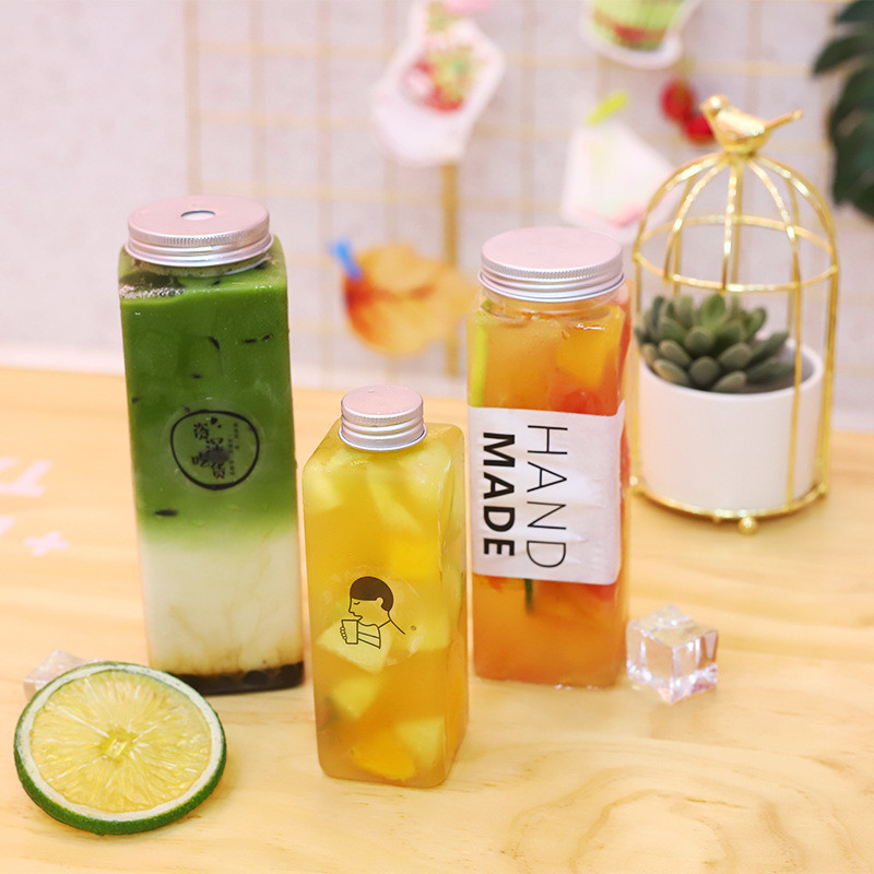 0.5kg Milk Tea Bottles for Water Storage in Square Round Shape Durable Design