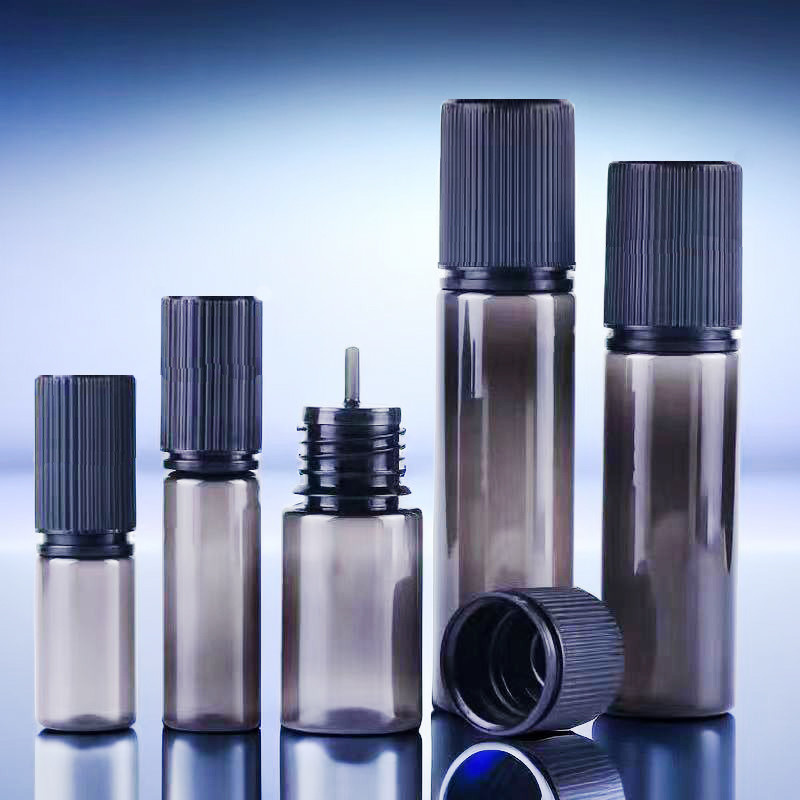 Childproof Round Transparent E Liquid Bottles Custom Logo Screen Printing Neck Type