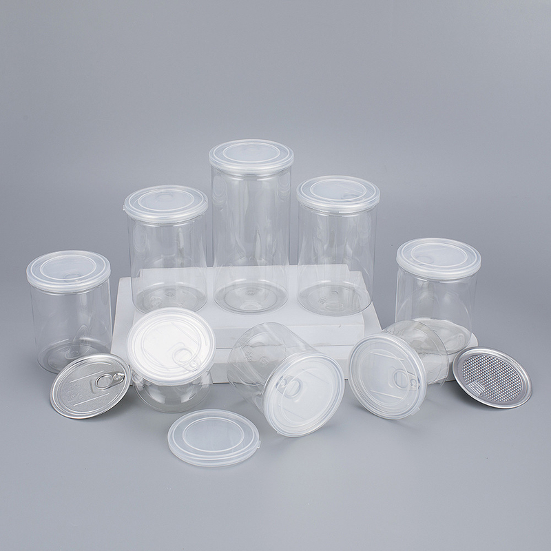 Customizable Transparent Plastic Jar Containers with Aluminum Lid Various Sizes 2oz-8oz for Beauty Products.