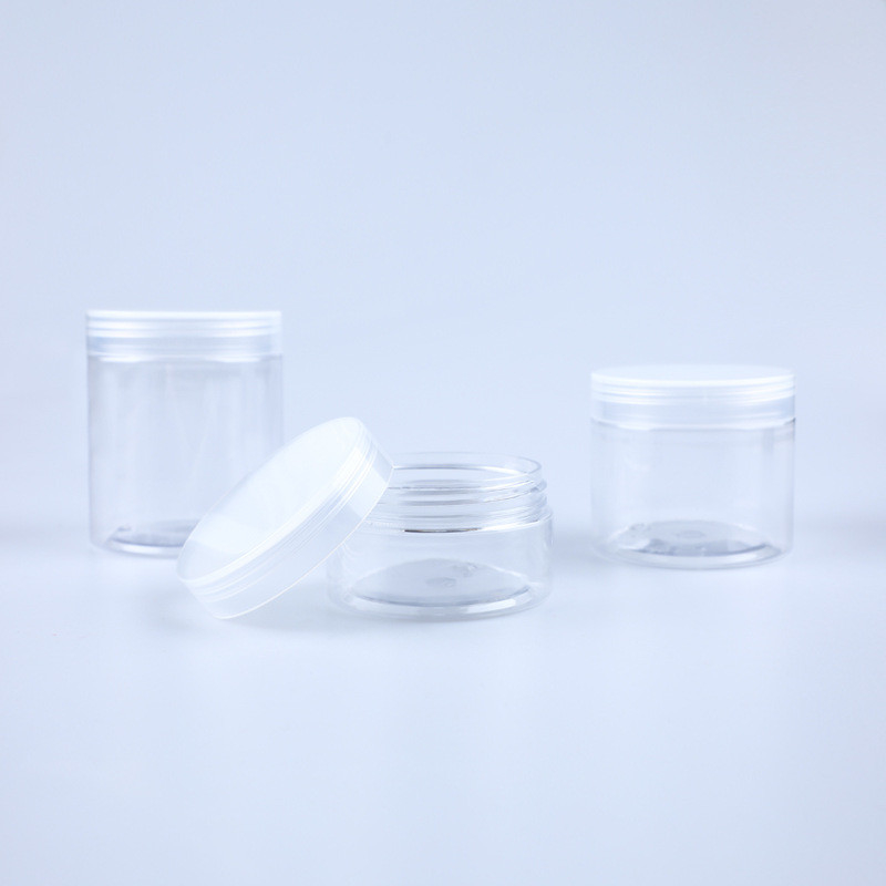 Pet Plastic Jars Clear Empty Cookie Plastic Container With Aluminum Lids For Food Packaging