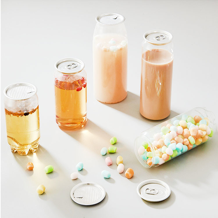 Plastic Beverage Cans 330ml 500ml Soda Drinking Bottle For Coffee Milk With Lids