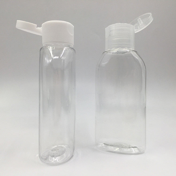 47mm Diameter 25.7g Round PET Pump Bottle with 24mm 410 Pink Screw Cap for Cosmetics