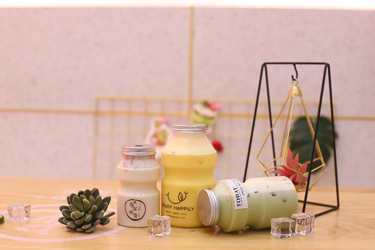 Reusable Double Wall Square Cafe Transparent Boba Cup Round Clear 500ml Juice Tea Cup With Straw