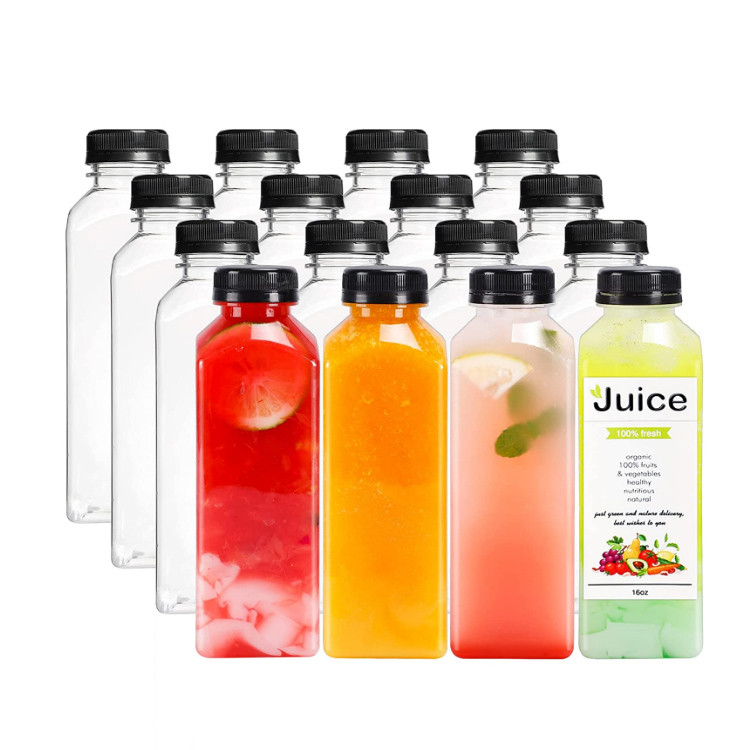 Square Shape Plastic Drinking Bottle With Transparent PET Bottle PP Cap Limited Time Offer