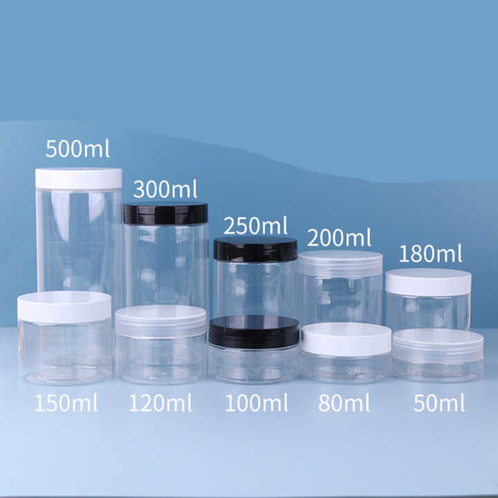 Wholesale Customization Wide Mouth Plastic Jars Plastic Colored Jars with Lid clear Plastic Jars with Lids with Spot Goods