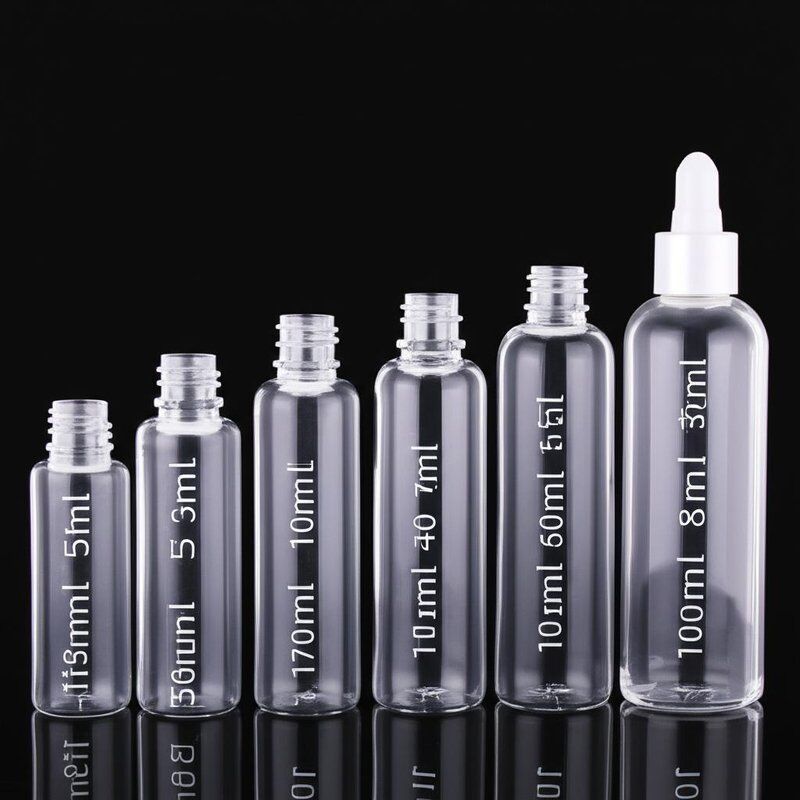 18mm Neck Size E liquid bottle in various capacities 10ml 15ml 30ml 40ml 60ml 80ml 100ml suitable for multiple industries