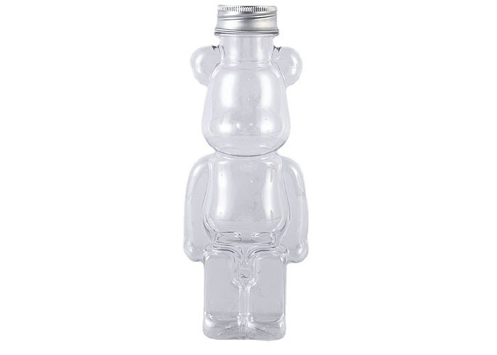 350ml 400ml 500ml 700ml Hot Selling Customize Pet Plastic Bear Shape Juice Bottle For Beverage With Cap And Straps