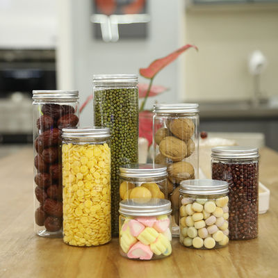 Good price plastic food jar for dry fruits PET food jar with lid wide plastic jars in stock